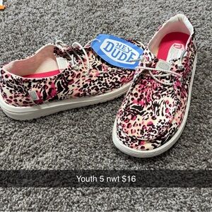 Hey Dude Kids Pink and Black Patterned Sneakers